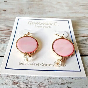 Pink Mother-of-Pearl (dyed) Shell Drop Earrings by Gemma C